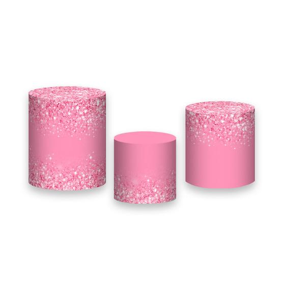 Imagem de Trio de Capas de Cilindro - Efeito Glitter Rosa Claro Brilhante 065