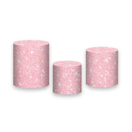 Imagem de Trio de Capas de Cilindro - Efeito Glitter Rosa Pastel com Efeito de Brilho 079