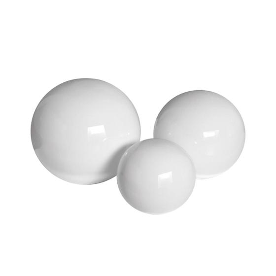 Imagem de Trio De Esferas Bolas Cerâmica Decorativa Enfeite de Mesa Branca