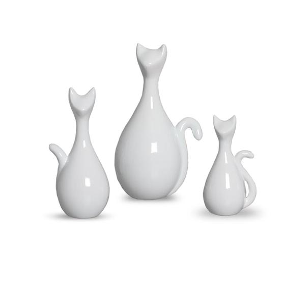 Trio De Gatos Cerâmica Decoração Enfeite Rack Sala Menor preço em Trio De Gatos Cerâmica Decoração Enfeite Rack Sala