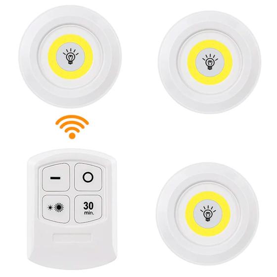 Imagem de Trio de Lâmpadas Spot Led Sem Fio com Controle Luminária Kit