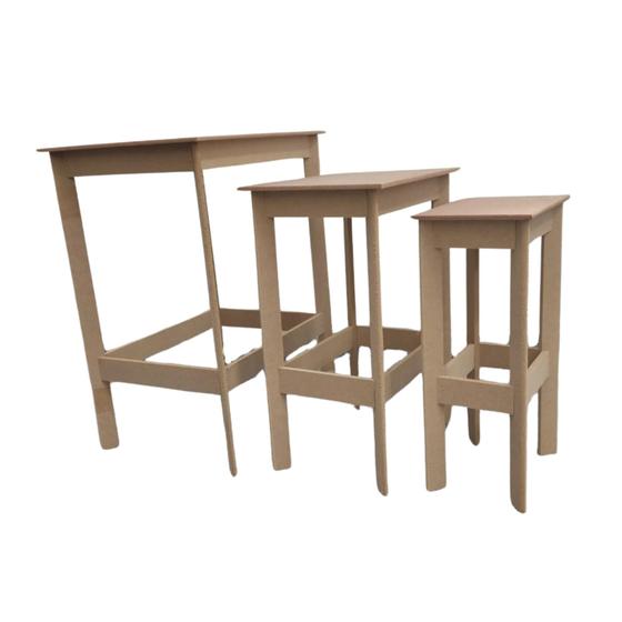 Imagem de Trio de Mesa Retangular Decoração de Festa Mdf Cru Resistente