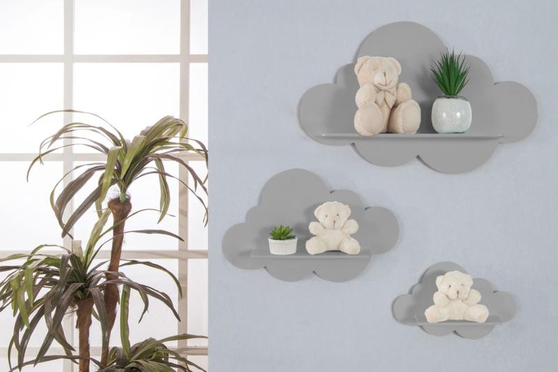 Imagem de Trio de nichos em mdf para o quarto do bebê modelo nuvem