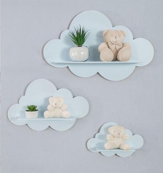 Imagem de Trio De Nichos Modelo Nuvem Em MDF Para Quarto De Bebê 3 Peças - Beca Baby