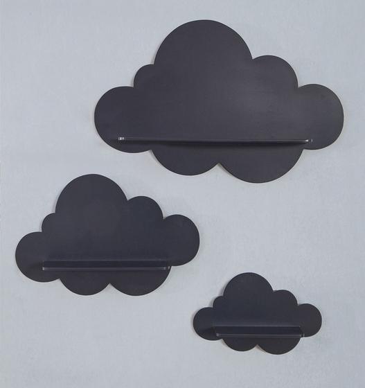 Imagem de Trio De Nichos Modelo Nuvem Em MDF Para Quarto De Bebê Decoração 3 Peças - Lavi Baby Store