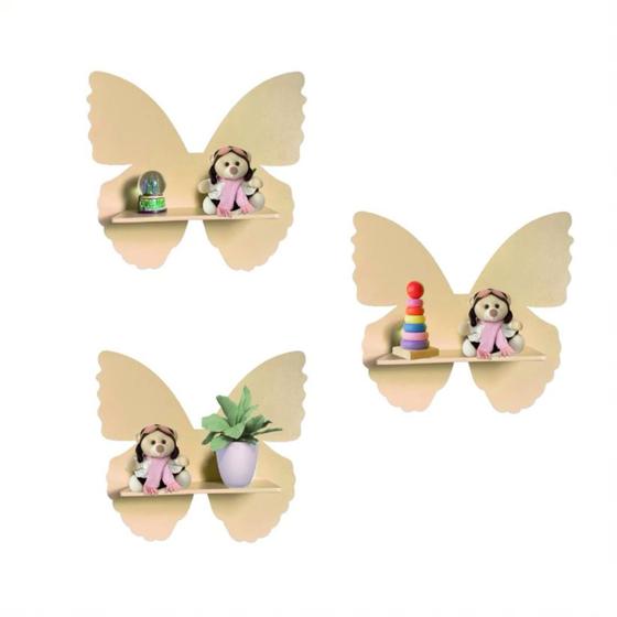 Imagem de Trio De Prateleira Borboleta - MDF Kit com 03