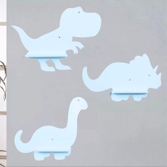 Imagem de Trio De Prateleiras Dinossauro Mdf Coloridos Baby Luxo