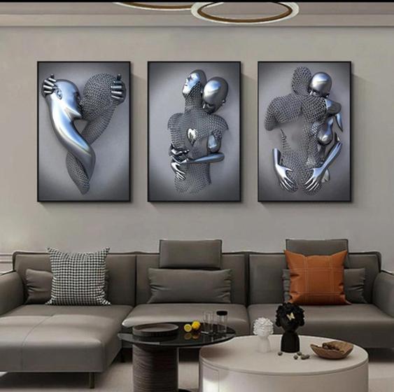 Imagem de Trio De Quadros Decorativos casal"