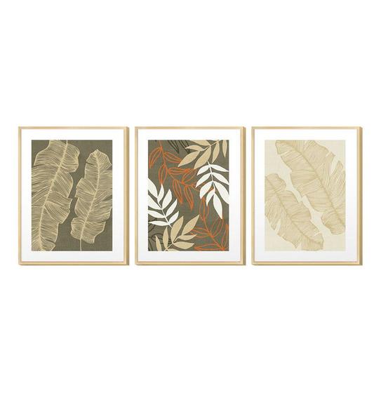 Imagem de Trio de Quadros Decorativos Folhagens Abstrato