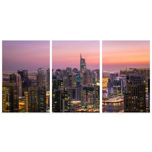 Imagem de Trio De Quadros Decorativos Partido Cidade Dubai Entardecer