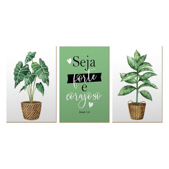 Imagem de Trio de Quadros Decorativos Verde Plantas Natureza