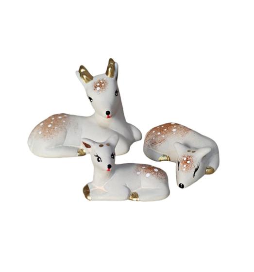 Imagem de Trio De Rena Miniatura Decoração Enfeite De Natal Ceramica
