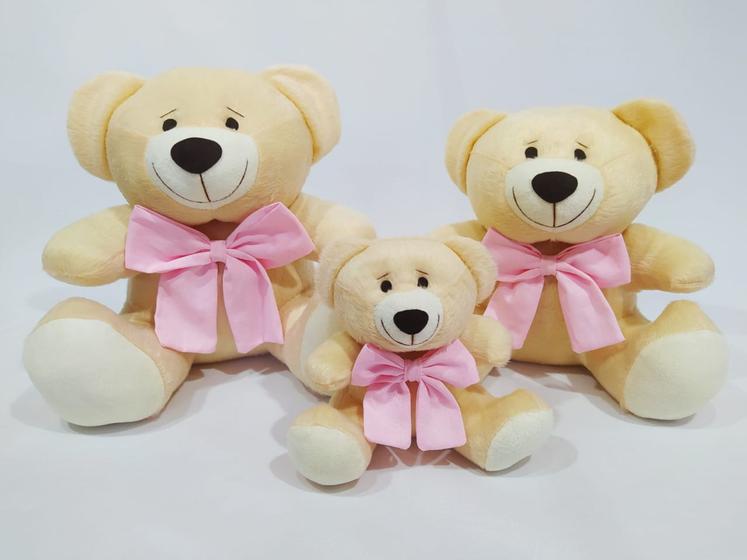 Imagem de Trio De Ursinhos Ted Com Laço Para Nichos 14cm 20cm 25cm