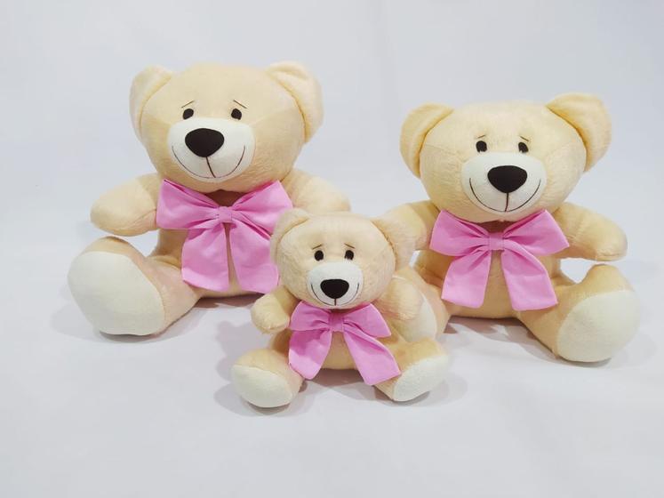 Imagem de Trio De Ursinhos Ted Com Laço Para Nichos 14cm 20cm 25cm