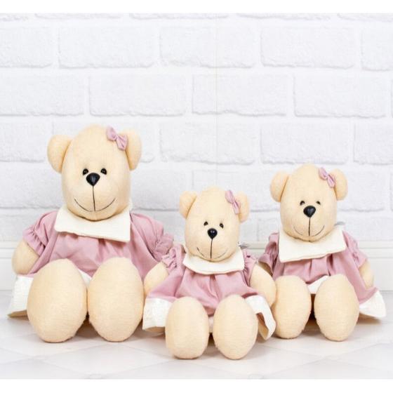 Imagem de Trio de urso de pelucia nino vestido liso