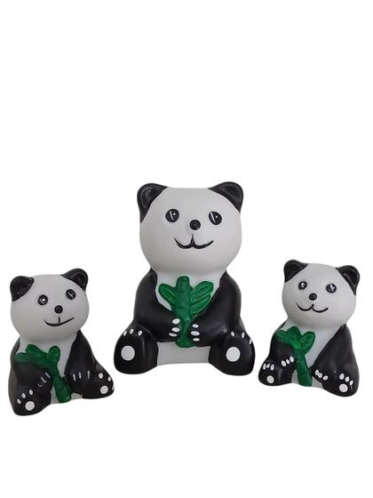 Imagem de Trio de Urso Ursinhos Panda de porcelana miniaturas enfeite