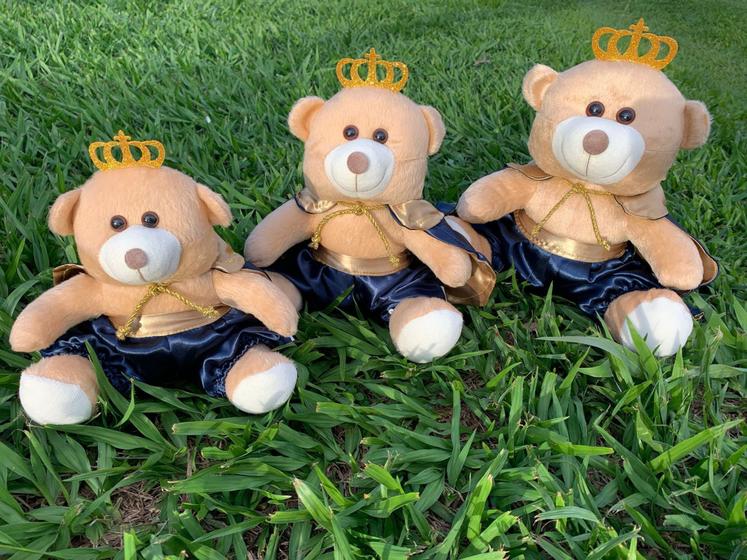 Imagem de Trio de Ursos Príncipes Mini, P e M Antialérgicos Para Decoração e Nichos Azul Marinho