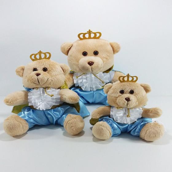 Imagem de Trio de Ursos Príncipes Real G, M, P Bege/ Azul Claro
