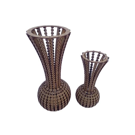 Imagem de Trio de Vaso Rustico Funil MDF Design Meia Pérola