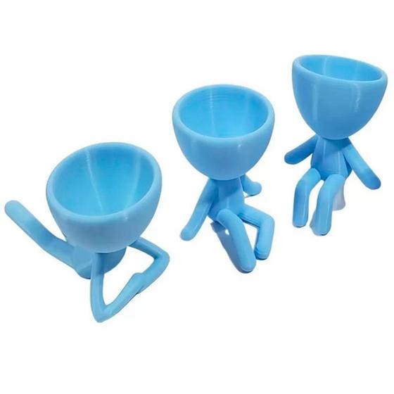 Imagem de Trio de Vasos Bob Robert Plant em Cerâmica Decor - Azul BB