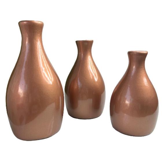 Imagem de Trio decorativo vaso garrafa cobre de cerâmica moderno