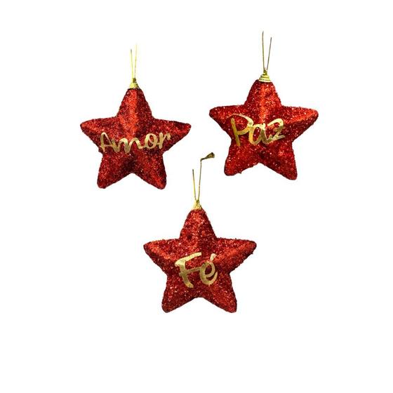 Imagem de Trio Estrela de Natal Brilhante - 12cm