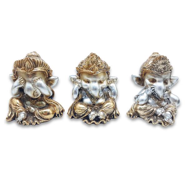 Imagem de Trio Ganesha da Sabedoria Não Vejo Não Falo Não Ouço 10 cm