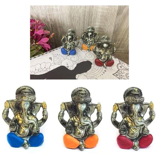 Imagem de Trio Ganesha Hindu Deus Sorte Prosperidade Sabedoria Resina