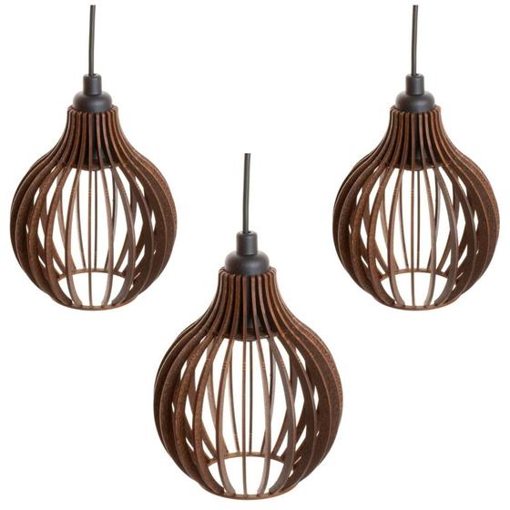Trio Luminárias Coquinho Pendente Lustre Decoração Moderna Shopping