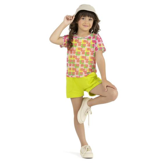 Imagem de Trio Menina Angerô Cropped Cotton, Tule e Shorts em Moletinho