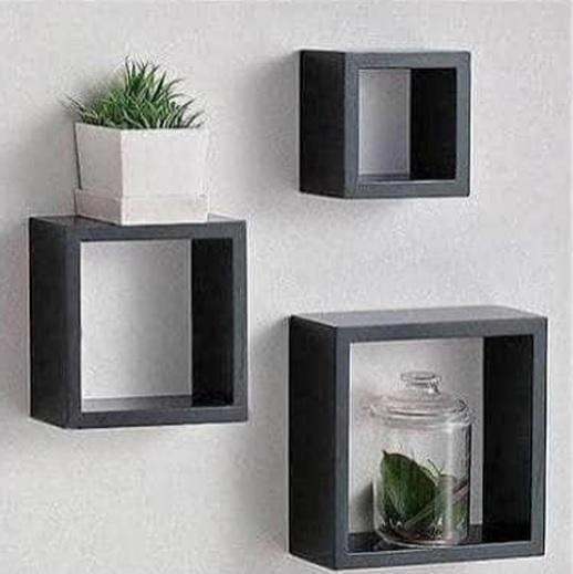 Imagem de Trio Nicho Preto Tx Mdf Decorativo 30/25/20 Quartos Salas