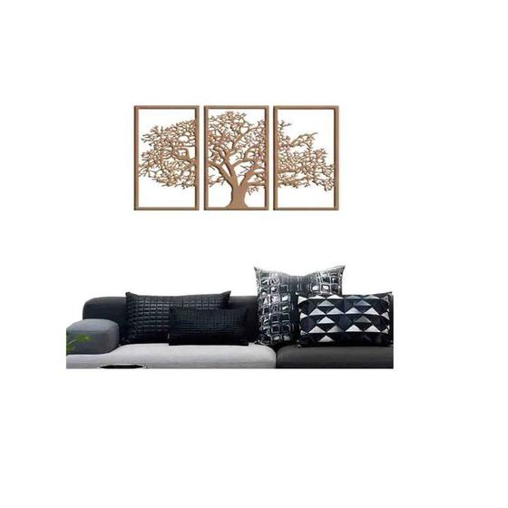 Imagem de Trio Quadro Árvore da Vida Mdf CRU Decoração Parede 45x30cm Decorativo Quarto Sala Enfeites