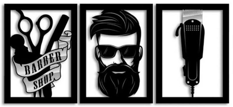 Imagem de Trio Quadro Decorativo Barbearia Shop Corte Cabelo