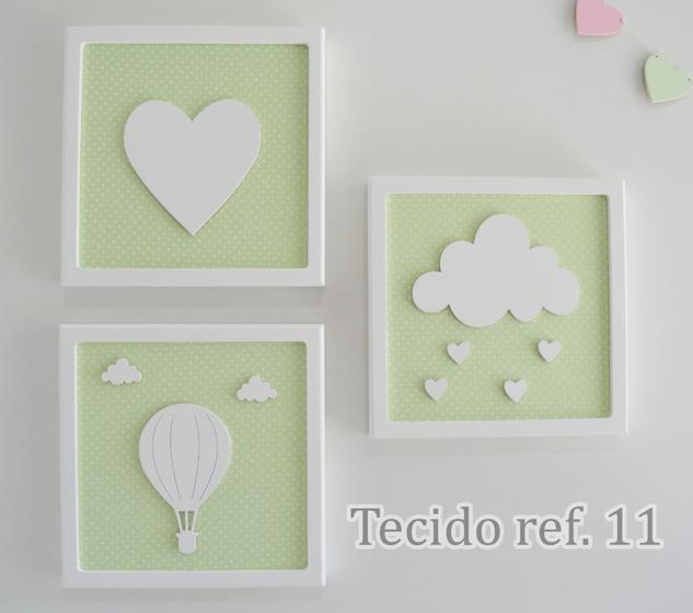 Imagem de Trio Quadros D178 Enfeite Parede Coração Balão Chuva Amor Nuvem Infantil Baby Quarto - 3 unid