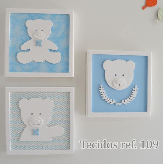 Imagem de Trio Quadros D179 Enfeite Parede Ursos Menino Decoração Infantil Baby Quarto - 3 Unid