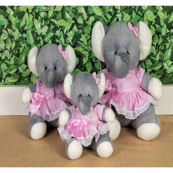 Imagem de Trio safari de elefante provence vestido liso com lese