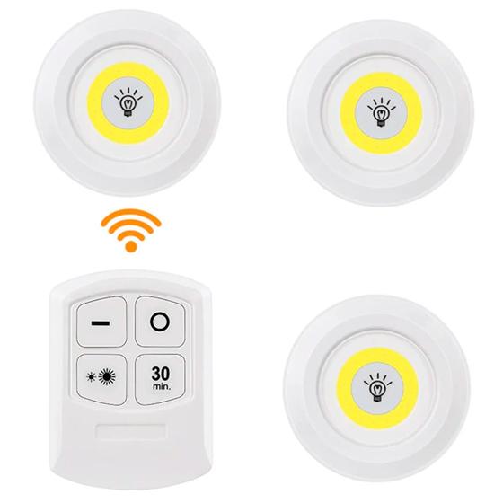 Imagem de Trio Spot Luminária Led Sem Fio Controle Remoto e Cor Branco