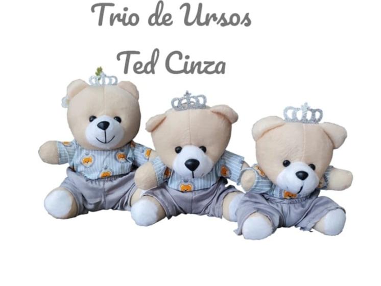Imagem de Trio Ursinhos De Pelúcia Para Nicho Decoração Bebê Quarto Festa Urso Ted Príncipe Urso