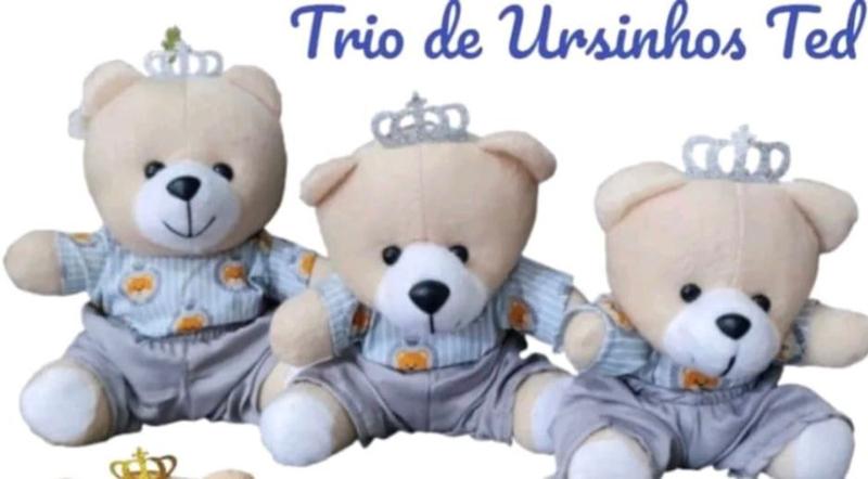 Imagem de Trio Ursinhos De Pelúcia Para Nicho Príncipe Urso Ted