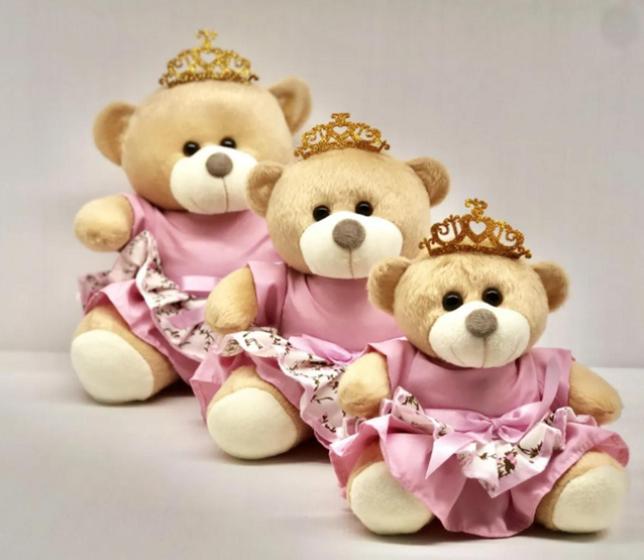 Imagem de Trio Urso Para Nicho de Luxo 15 cm 20 cm 25 cm Várias Cores Fofinho - Barros Baby