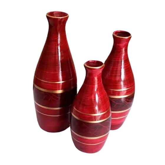 Imagem de Trio Vasos Garrafas Egípcias em Cerâmica Decorativa - Red Gold