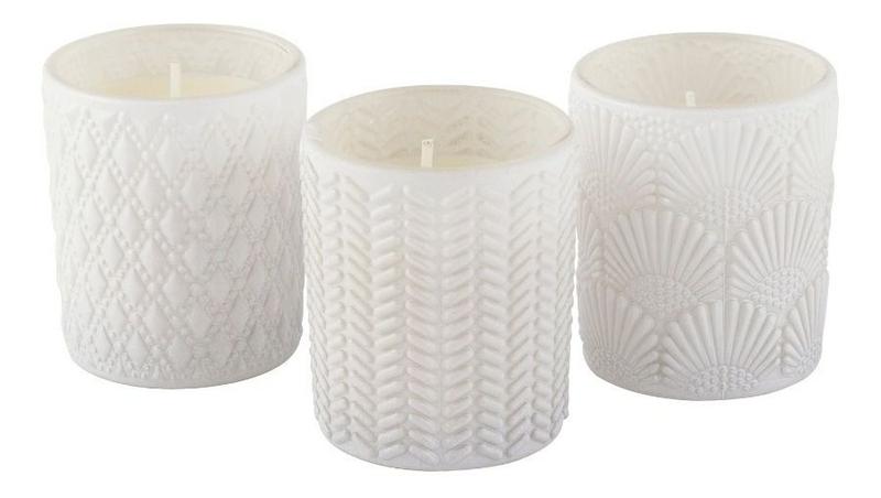 Imagem de Trio Velas Aromatizada Decorativa Copo Vidro Branco Gardenia