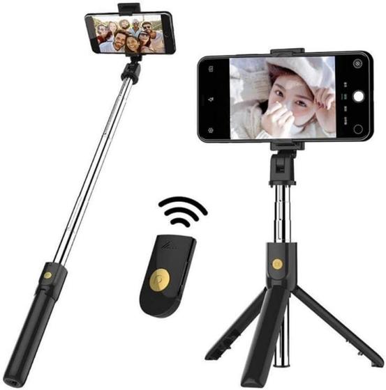 Imagem de Tripé 2 em 1 Pau De Selfie e Tripé com Controle Bluetooth Sem Fio Fotos e Vídeos K07