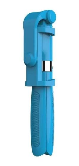 Imagem de Tripé Azul Bastão Selfie Bluetooth Com Controle Disparo Retrátil Para Celular