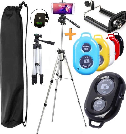Imagem de Tripé Câmera Suporte Celular Telescópio Pedestal Profissional Smartphone Regulagem Altura Disparador Bluetooth Youtuber