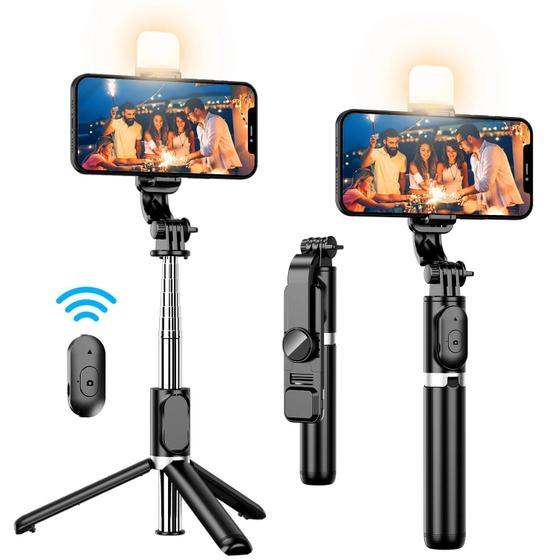 Imagem de Tripé Extensível para Selfie com Controle Remoto sem Fio 360° - 41 Polegadas