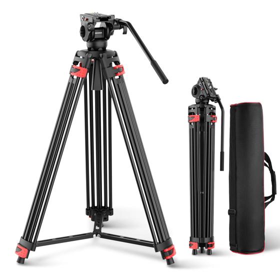 Imagem de Tripé Neewer Basic 74 com Cabeça Fluida - Suporte para Câmera de até 8kg