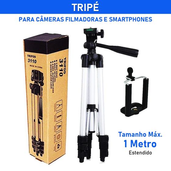 Imagem de Tripé Para Câmera Filmadora e Celular 1 Metro Tripod 3110 compatível para Celulares e Câmeras