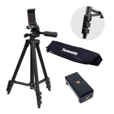 Imagem de Tripé Para Câmera Profissional 1,80 Mts + Suporte Celular Preto