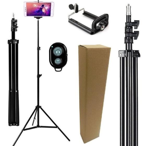 Tripé Pedestal 2 metros suporte celular smartphone gravação vídeos filmagem CJR Tripé para